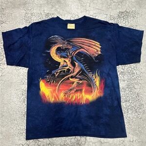The Mountail Dragon Fantasy Tie Dye T Shirt 2000 Medievel Art Men’s Size XL New